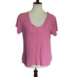 New Cut Loose Short Sleeve Cotton/Linen Border Top